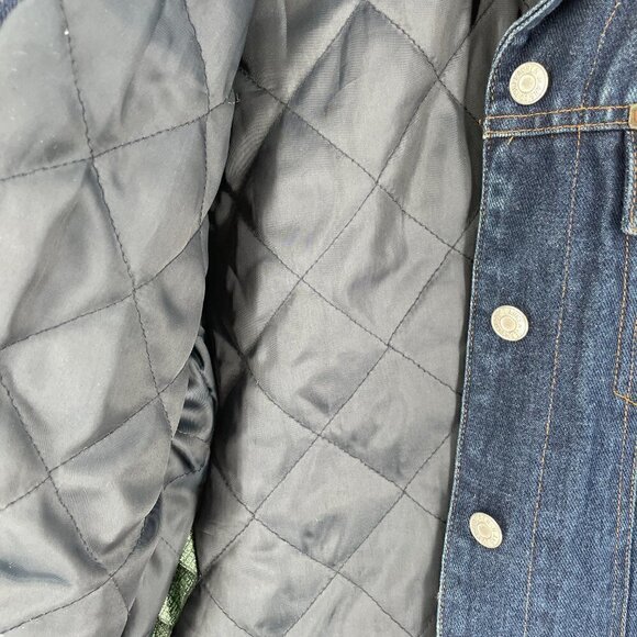 Vintage Y2K Ralph Lauren Trucker Jean Jacket Removable Faux Fur Collar Quilted S - Picture 6 of 12